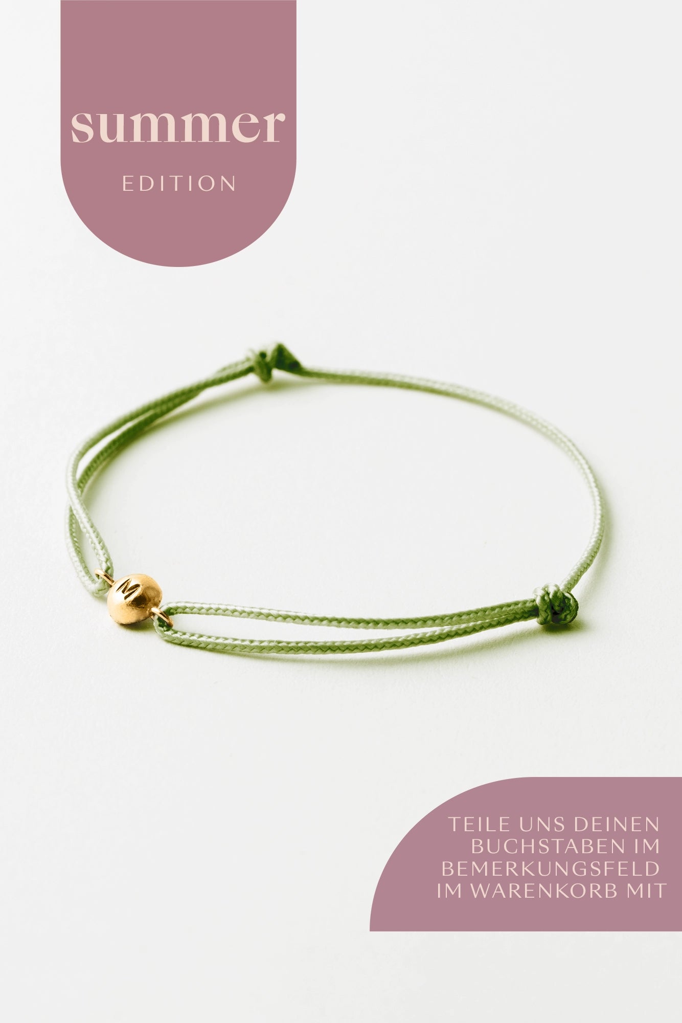 Armband mit Silberkugel und bunten Stoffarmband, personalisiert mit Buchstaben
